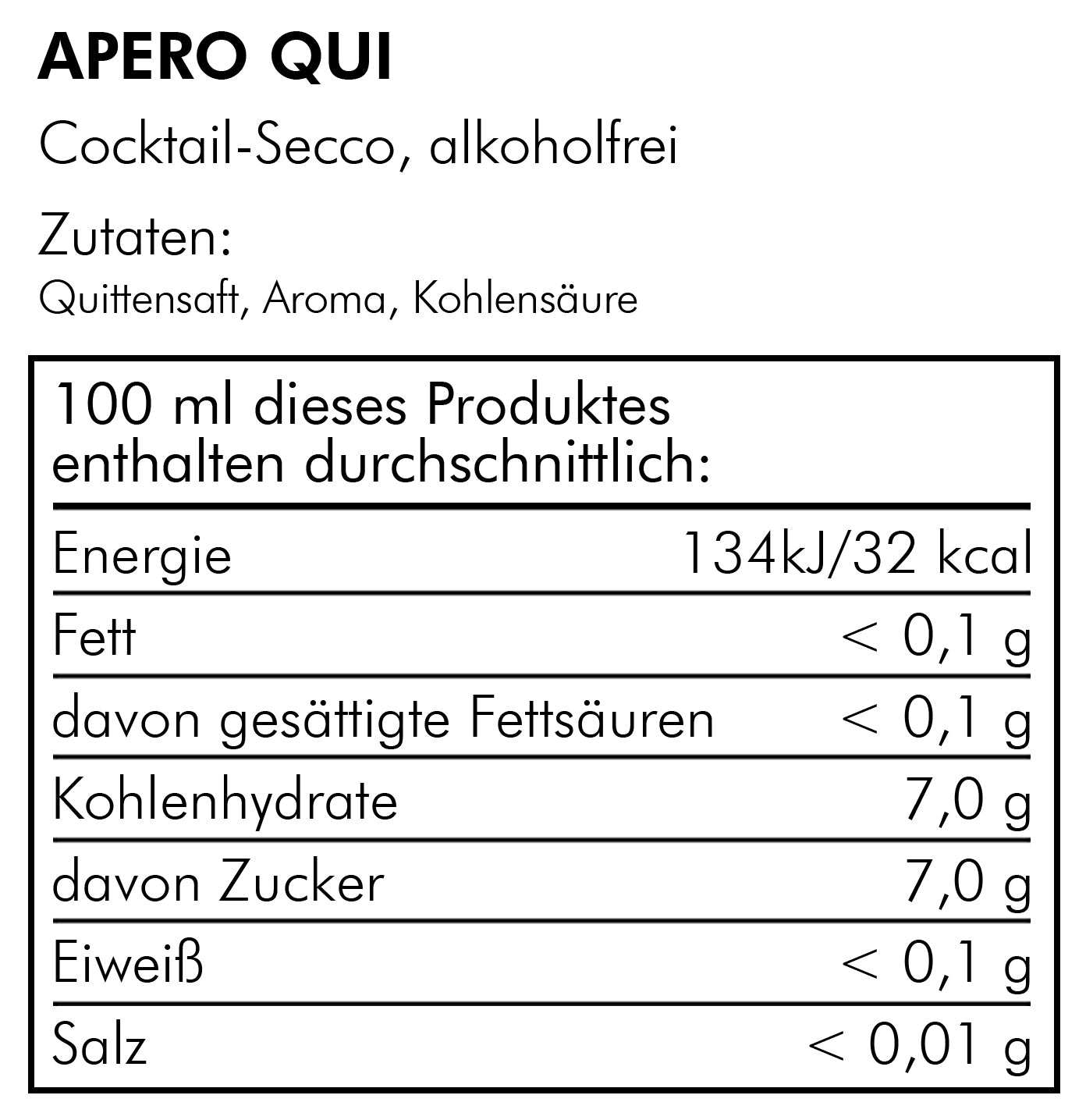 Cocktail Secco - APERO QUI - alkoholfrei 0.75 Liter