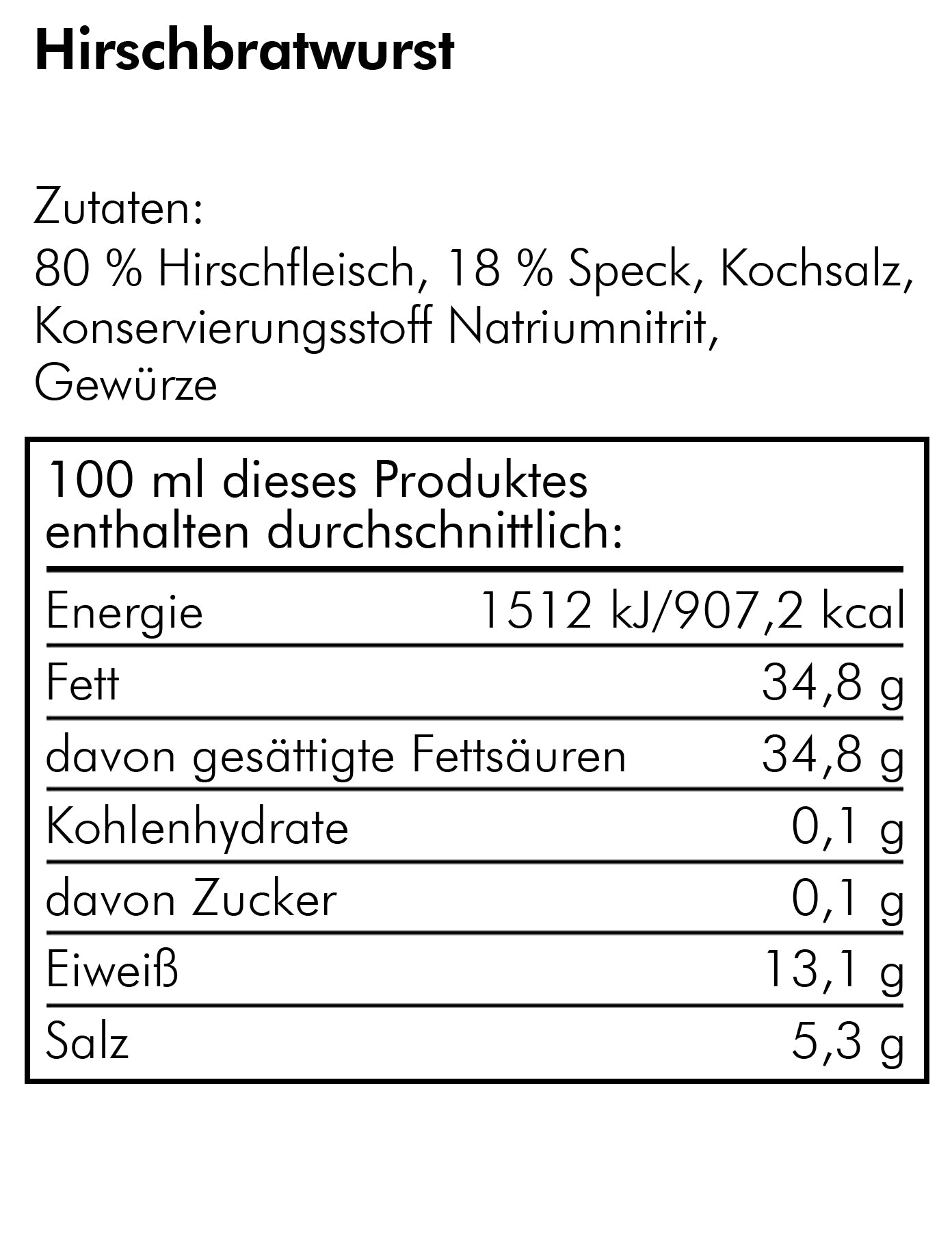 Delikatess-Hirschbratwurst 400gr