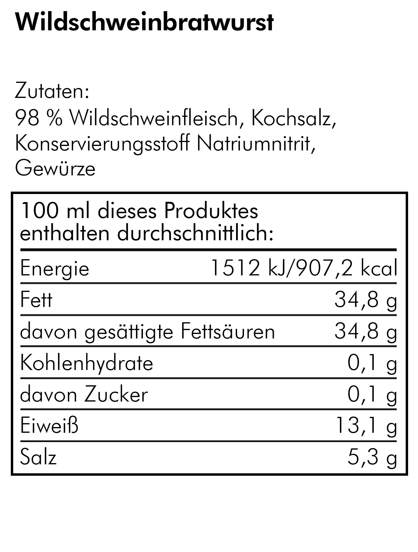 Delikatess Wildschweinbratwurst - 400gr