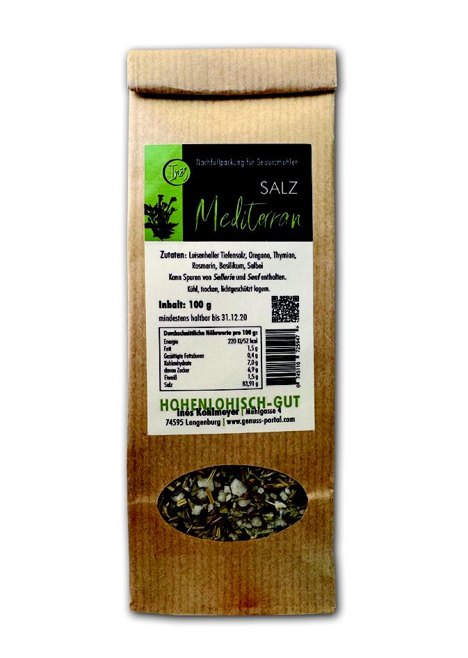 Mediterran Salz - Hohenlohisch Gut  - NACHFÜLLPACK 100 g